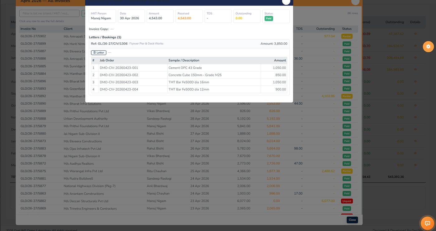 Company Ledger invoice drill-down