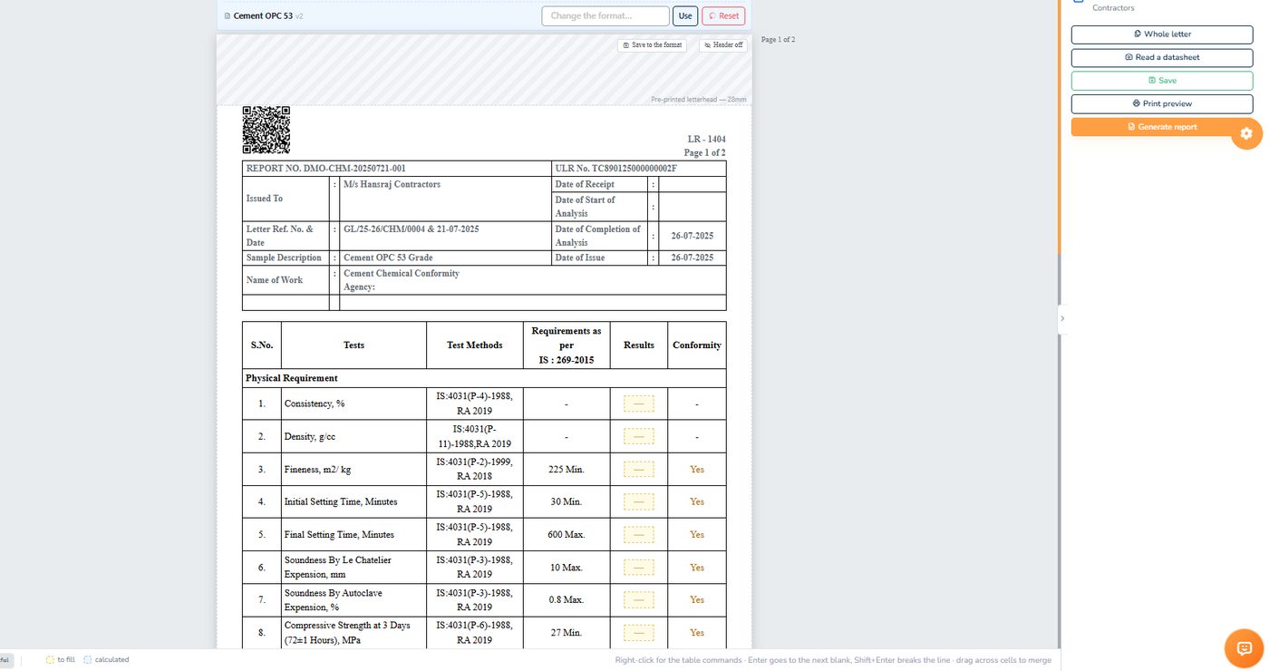 Report canvas editor
